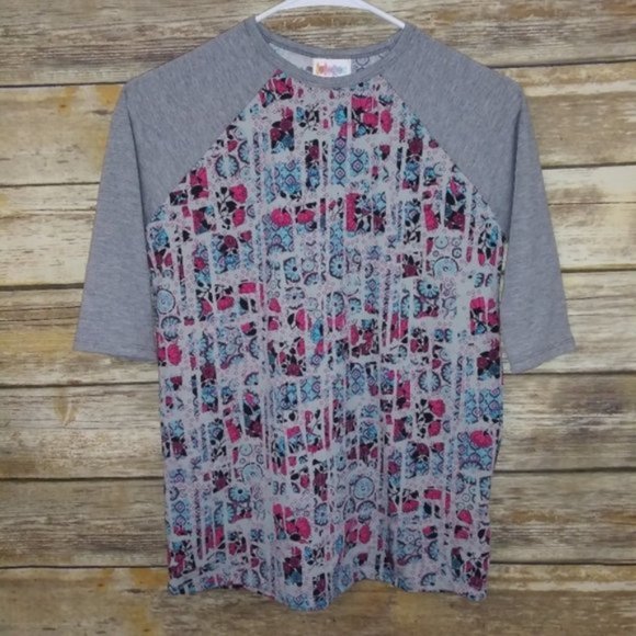 LuLaRoe Other - ⬇⬇ LuLaRoe Sloan Randy Raglan Tee Gray Sleeve 12